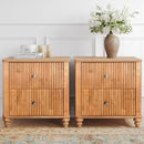 Modern Fluted Nightstand With 3 Drawers