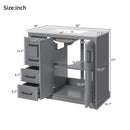 Bathroom Vanity With Sink, Soft Close Doors, Adjustable Shelf & 3 Drawers