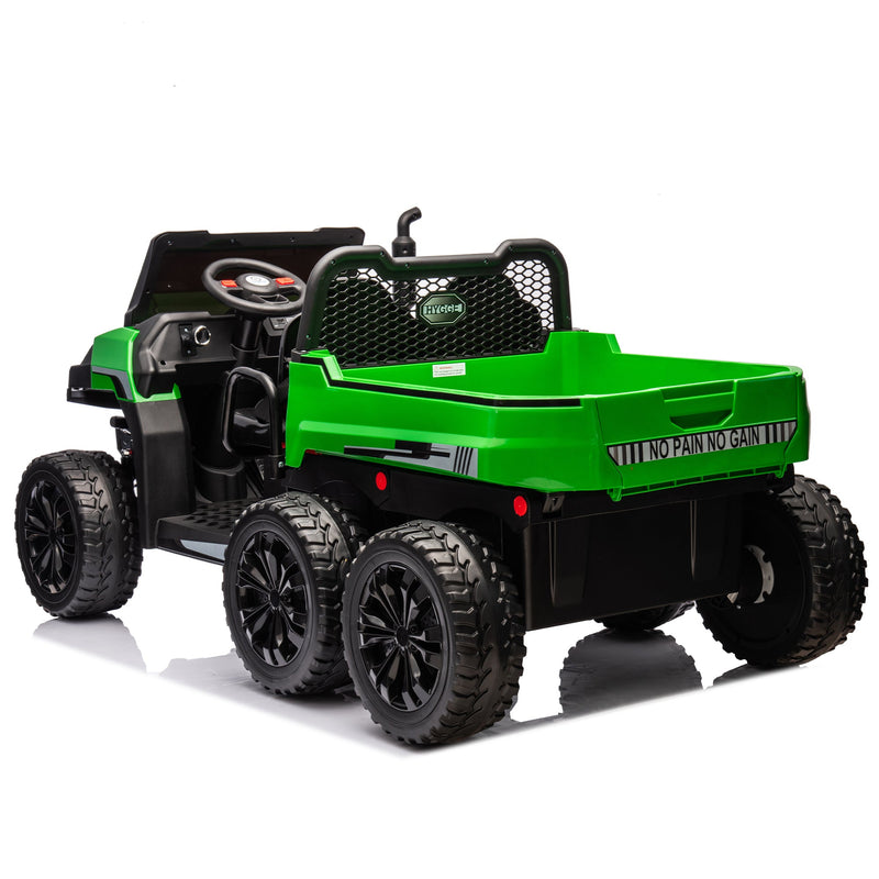 24V 2-Seater UTV-XXL Ride On Truck with Dump Bed for kid,Ride On 4WD UTV with 6 Wheels,Foam Tires, Suitable for Off-Roading,remote control,Three-Point Safety Harness