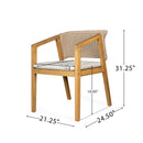 7-Piece Outdoor Dining Set, Acacia Wood Table & 6 Acacia Wood Rope Chairs