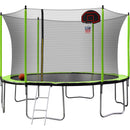 14Ft Trampoline With Basketball Hoop Inflator And Ladder (Inner Safety Enclosure) - Green by HouseOfZazla