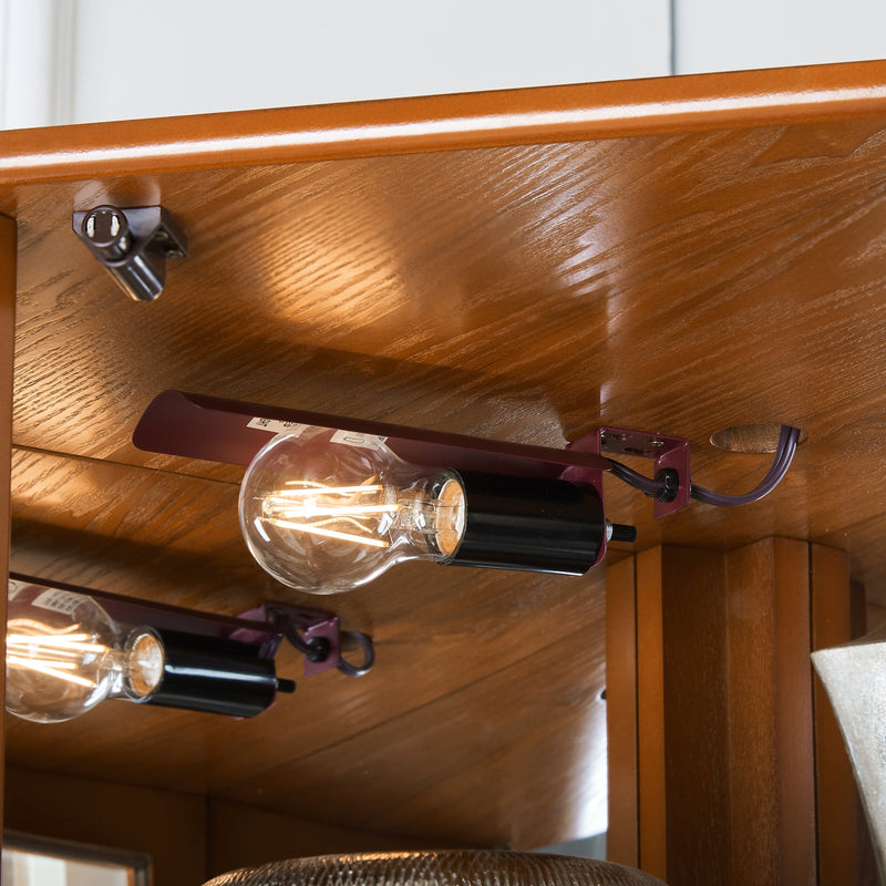 6 Shelf Corner Curio Display Cabinet with Lights, Mirrors and Adjustable Shelves, Oak