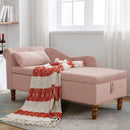 Chaise Lounge Indoor, Lounge Chair For Bedroom With Storage & Pillow, Modern Upholstered Rolled Arm Chase Lounge For Sleeping With Nailhead Trim For Living Room Bedroom Office