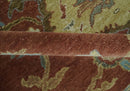 9.4x11.9 Hand Knotted Low Pile Rust, Beige and Blue Traditional Wool Area Rug