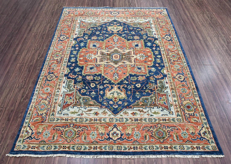 6x9 Navy LoomBloom Hand Knotted Arts & Crafts Oushak 100% Wool Oriental Area Rug
