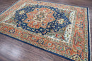 6x9 Navy LoomBloom Hand Knotted Arts & Crafts Oushak 100% Wool Oriental Area Rug