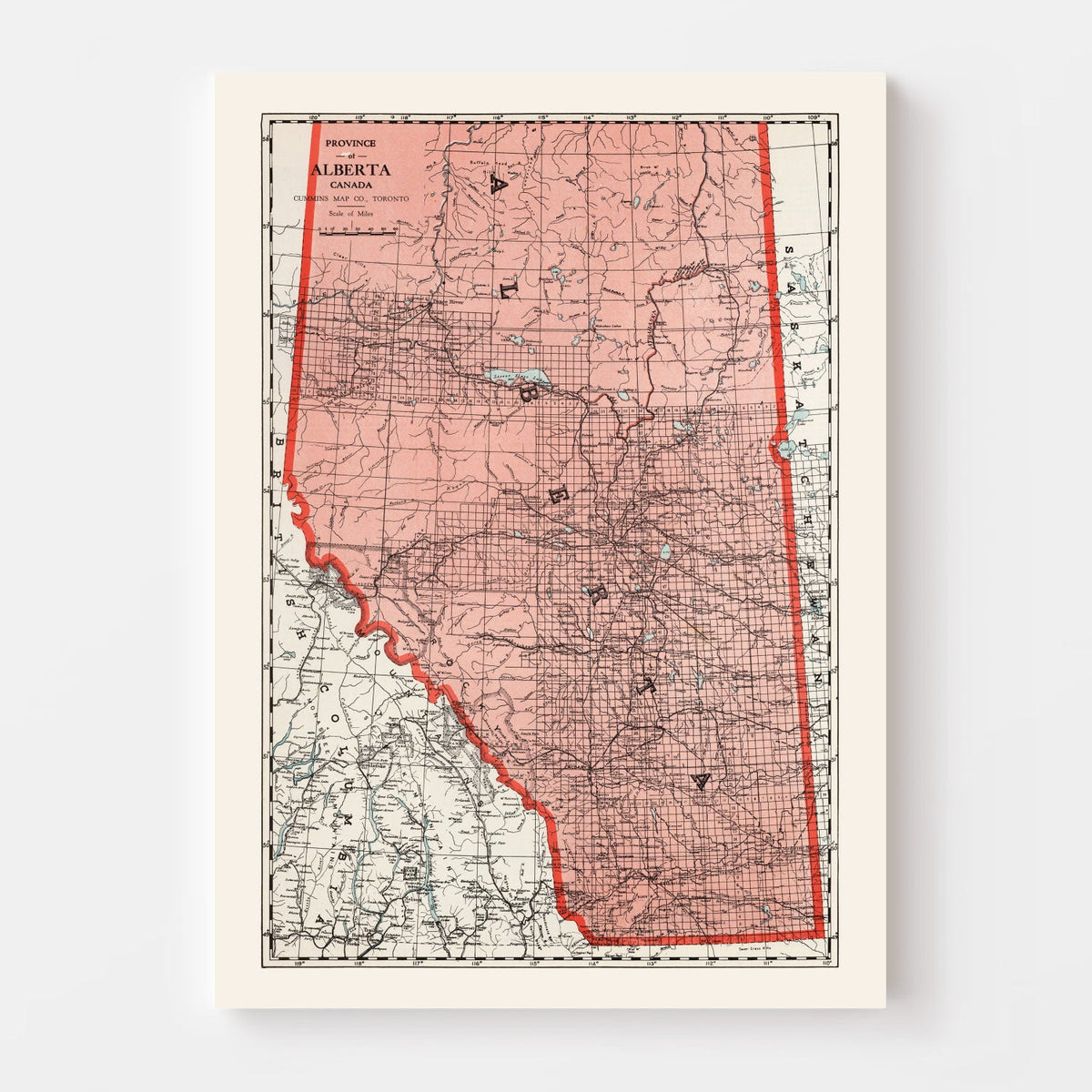 Vintage Map of Alberta Canada, 1925, photo 4 of 5