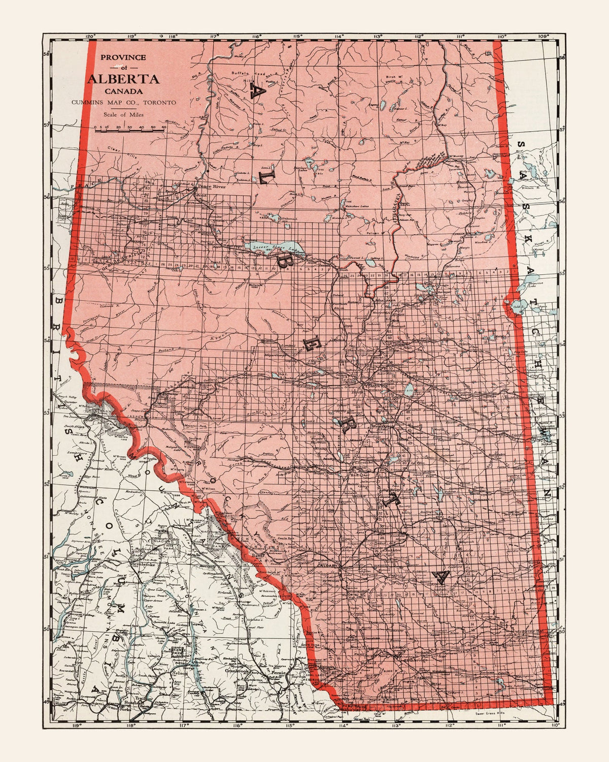 Vintage Map of Alberta Canada, 1925, photo 5 of 5