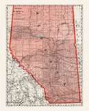 Vintage Map of Alberta Canada, 1925