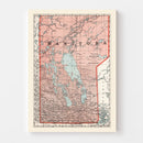 Vintage Map of Manitoba Canada, 1925