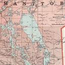 Vintage Map of Manitoba Canada, 1925