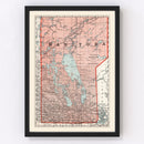 Vintage Map of Manitoba Canada, 1925