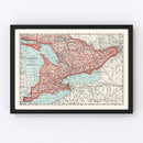 Vintage Map of Ontario Canada, 1925