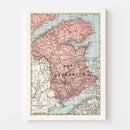 Vintage Map of New Brunswick Canada, 1925