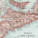 Vintage Map of Nova Scotia Canada, 1925