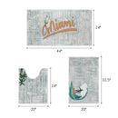 US States Miami Design 3 Piece Bathroom Rugs Set | Gold