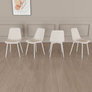 Modern Kitchen Dining Chairs (Set of 4) With Linen Padding And Sturdy Metal Legs - Beige