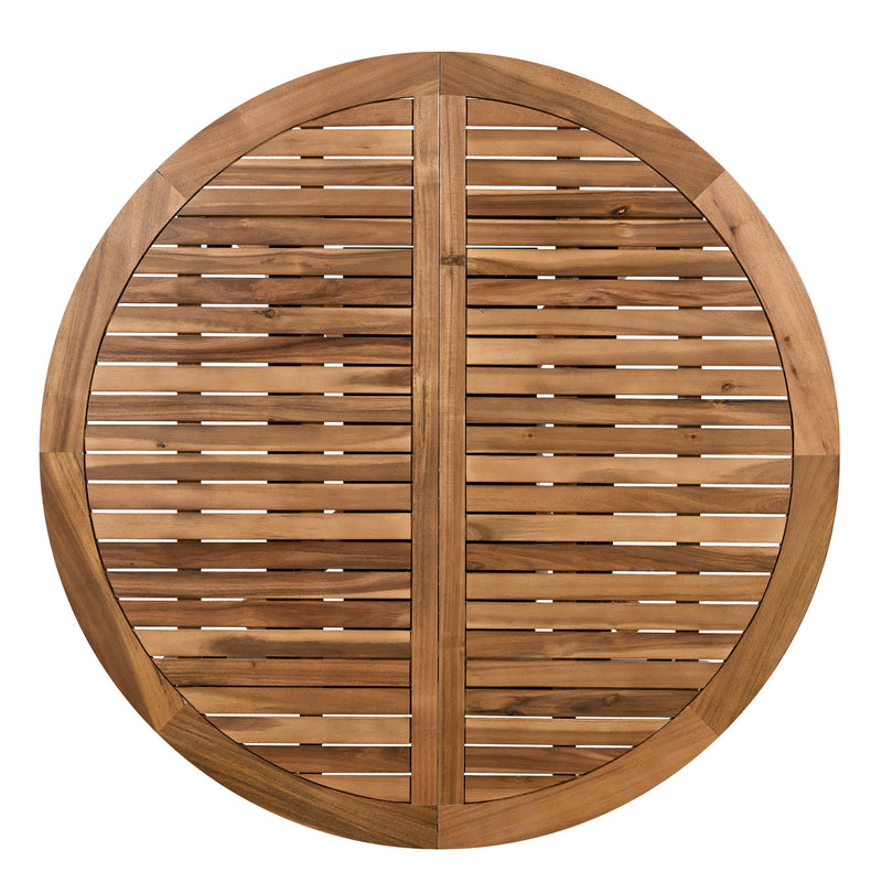 TOPMAX Modern 5-Piece Patio Extendable Wooden Dining Table Set, 12inch Butterfly Leaf Foldable Round Kitchen Table Set with 4 Rattan Arm Chairs for Backyard,Balcony, Garden, Poolside, Natural