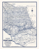 Vintage Map of Ventura County, California 1913
