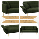 Convertible Double Futon Sofa Bed With Folding Armrests For Living Rooms