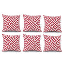 4 Pack Outdoor Pillow Covers - Red Greek Key
