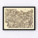 Vintage Map of the Battle of High Bridge & Farmville, 1869