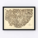 Vintage Map of the Battle of Petersburg & Five Forks, 1869