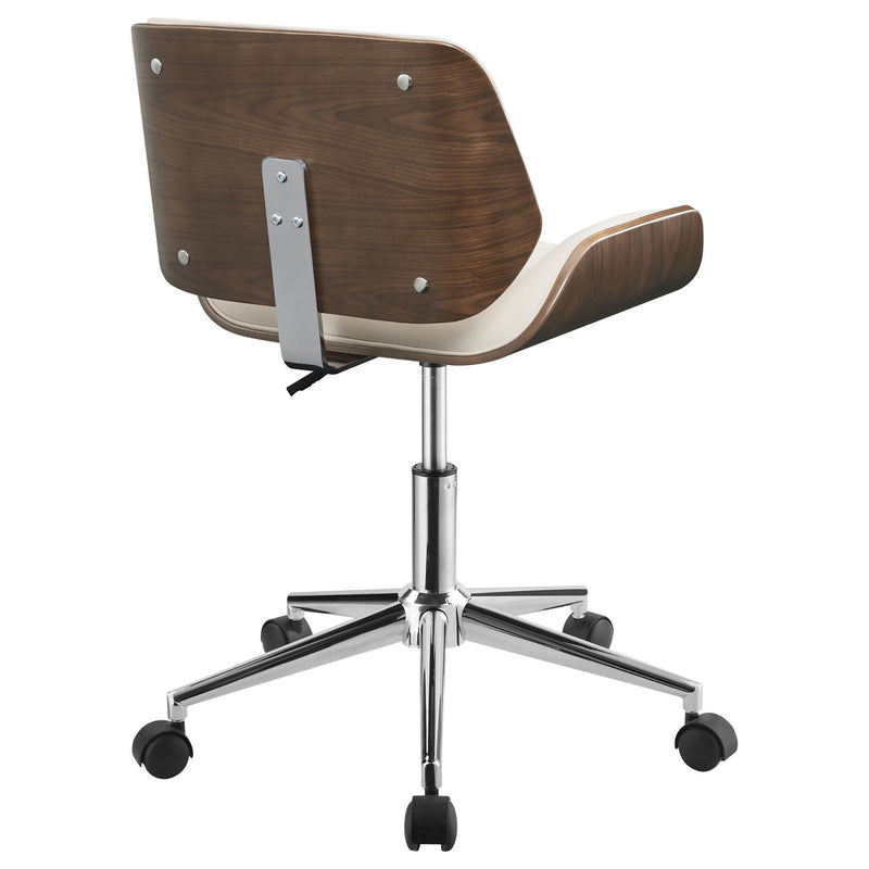 Walker Edison | Ecru and Walnut Swivel Office Chair