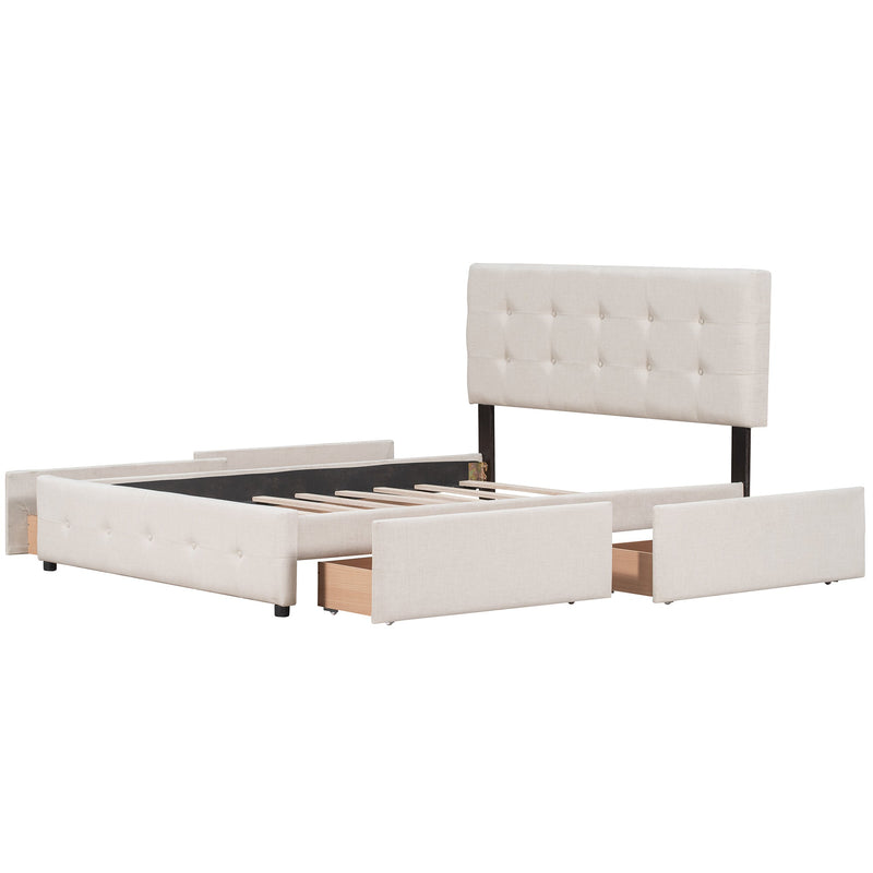 Walker Edison | Upholstered Platform Bed with Storage