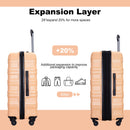 3 Piece Luggage Sets PC Lightweight & Durable Expandable Suitcase with Two Hooks, Spinner Wheels, TSA Lock, (21/25/29) Peach