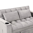 55.3" 4-1 Multi-functional Sofa Bed with Cup Holder and USB Port for Living Room or Apartments, Gray