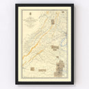 Vintage Map of the Gettysburg Pennsylvania Region, 1869