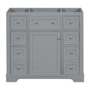 36" Bathroom Vanity without Sink, Cabinet Base Only, One Cabinet and Six Drawers, Grey