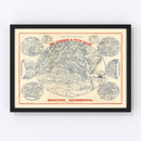 Vintage Map of the Richmond Virginia Region, 1864