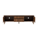 Fluted TV Stand With Storage Drawers And Cabinets For TVs Up To 80", Soft-Close Hinges, Cable Management - Walnut by HouseOfZazla