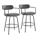 Demi - Contemporary Fixed Height Counter Stool With Swivel With Round Footrest (Set of 2) by HouseOfZazla