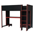 Gaming Loft Bed With Built In Desk, Wardrobe, LED Lighting And Drawer by HouseOfZazla