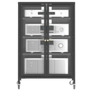 Media Storage Cabinet With Wheels, 4 Adjustable Glass Shelves & Door, Heavy-Duty - Black by HouseOfZazla