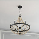 Starry - Chandelier 6 Candle Light Wood Beaded Pendant Light For Dining Room - Black / Clear by HouseOfZazla