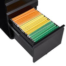 3-Drawer Mobile File Cabinet with Lock, Office Storage Filing Cabinet for Legal/Letter Size, Pre-Assembled Metal File Cabinet Except Wheels Under Desk (Black)