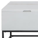 45 Inch Rectangular Mango Wood Coffee Table, Lift Top Storage, Iron Frame, White, Black