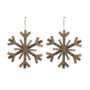 17.7" x 17.7" Large Fir Wood Snowflake Ornaments - Set of 2