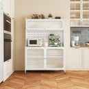 Contemporary Kitchen Pantry Cabinet With Glass Doors, Adjustable Shelves, Steel - Brushed Nickel by HouseOfZazla