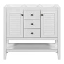36" Bathroom Vanity without Sink, Cabinet Base Only, Two Cabinets and Drawers, Open Shelf, Solid Wood Frame, White