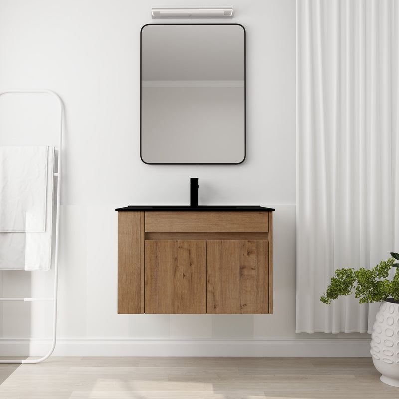 30 Inch Bathroom Vanity With Black Ceramic Basin and Adjust Open Shelf (KD-PACKING)