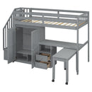 Loft Bed With Stairs, Bookshelf, Drawers, Desk & Wardrobe, Space Saving Multifunctional Furniture by HouseOfZazla