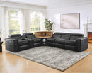 5-Seater Air Leather L-Shaped Powered Recliner Sofa Set with Motorized Lift Cabinet by HouseOfZazla