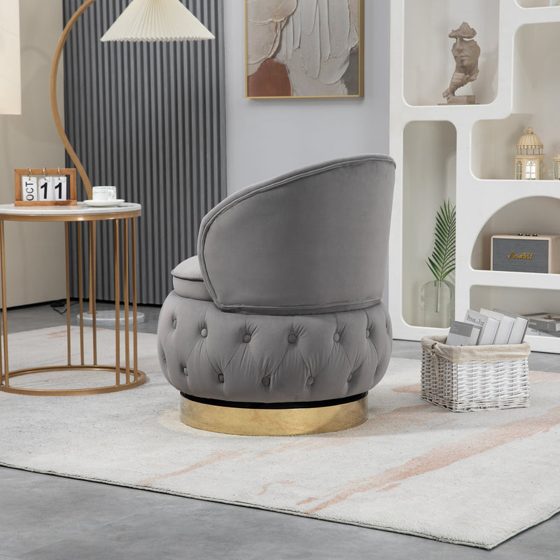 360 Degree Swivel Cuddle Barrel Accent Storage Chairs, Round Armchairs with Wide Upholstered, Fluffy Velvet Fabric Chair for Living Room, Bedroom, Office, Waiting Rooms