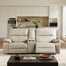 Malibu - Modern Power Motion 3 Piece Reclining Loveseat Sofa With Cup Holders - Cream Taupe Beige by HouseOfZazla