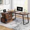 L-Shaped Computer Desk With 3 Drawers and Storage Shelves by HouseOfZazla